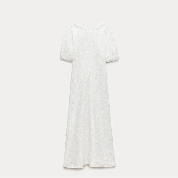 ZARA NWT EMBROIDERED EYELET DRESS MEDIUM - Picture 7 of 12